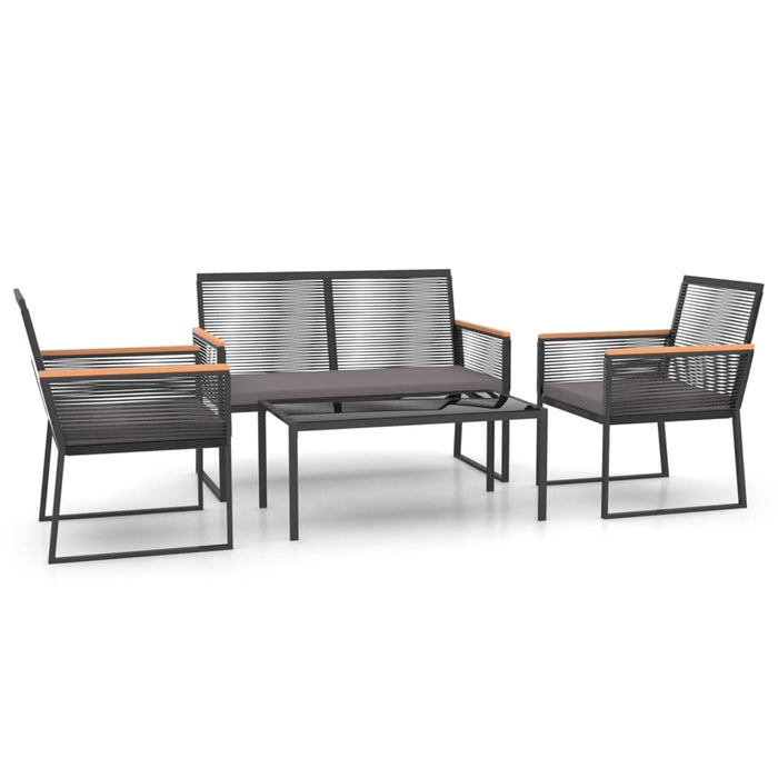 4-tlg. Garten-Lounge-Set mit Kissen Schwarz Stahl