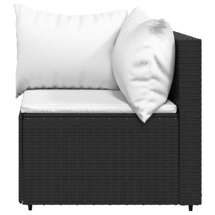 Garden corner sofas with cushions 2 pcs. Black poly rattan