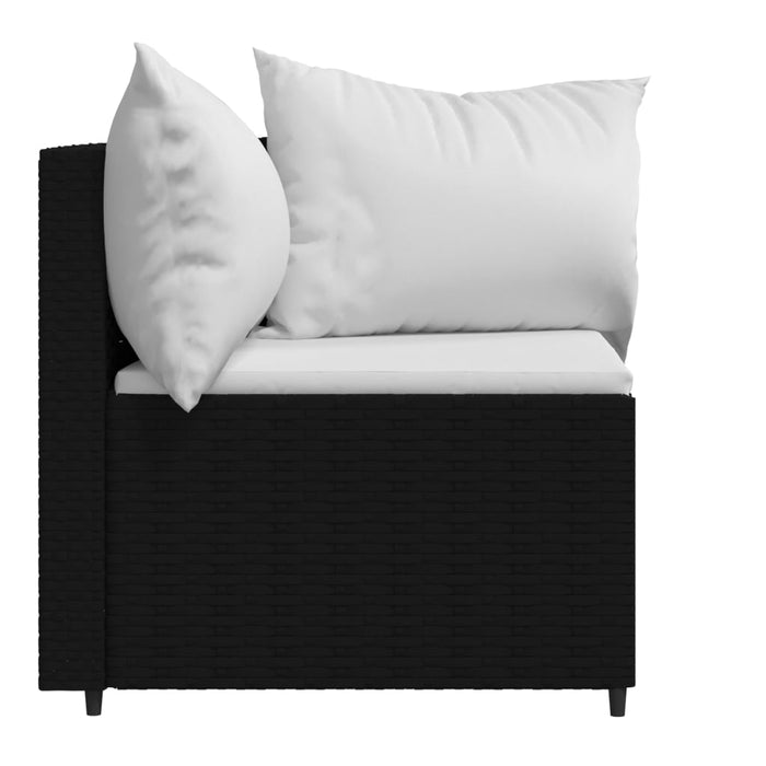 Garden corner sofas with cushions 2 pcs. Black poly rattan