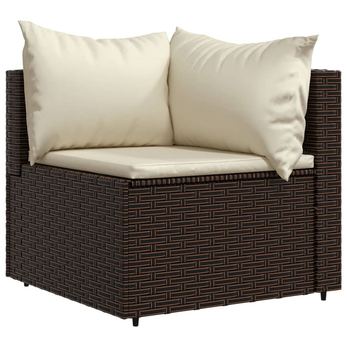 3 pcs. Garden lounge set with cushions brown poly rattan