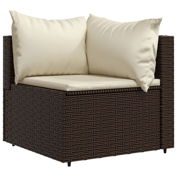 4 pcs. Garden lounge set with cushions brown poly rattan