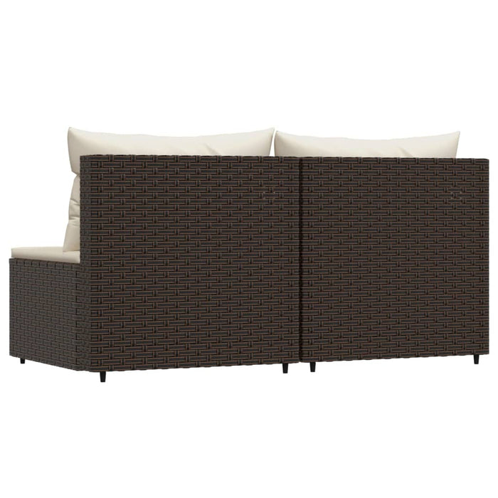 Garden Center Sofas with Cushions 2 pcs Brown Poly Rattan