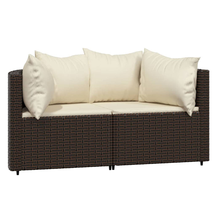 3 pcs. Garden lounge set with cushions brown poly rattan