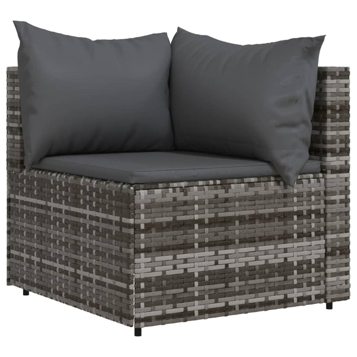 3 pcs. Garden Lounge Set with Cushions Gray Poly Rattan