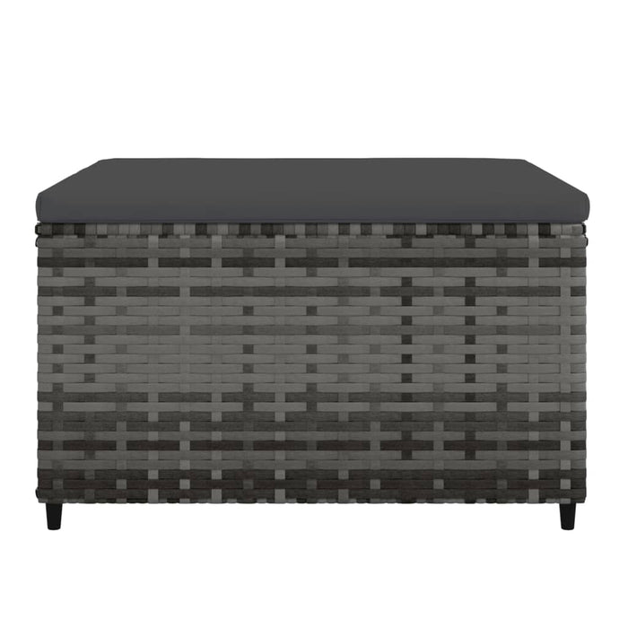 Gartenhocker mit Kissen Grau Poly Rattan