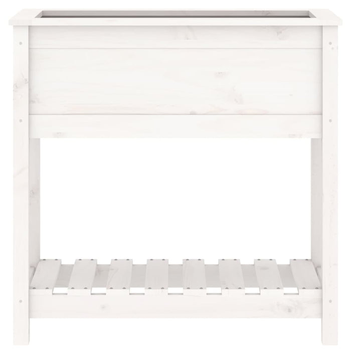Pflanzkübel mit Ablage Weiß 82,5x34,5x81 cm Massivholz Kiefer