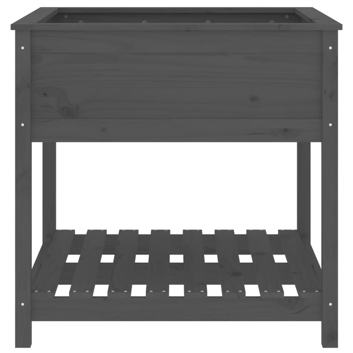 Pflanzkübel mit Ablage Grau 82,5x82,5x81 cm Massivholz Kiefer