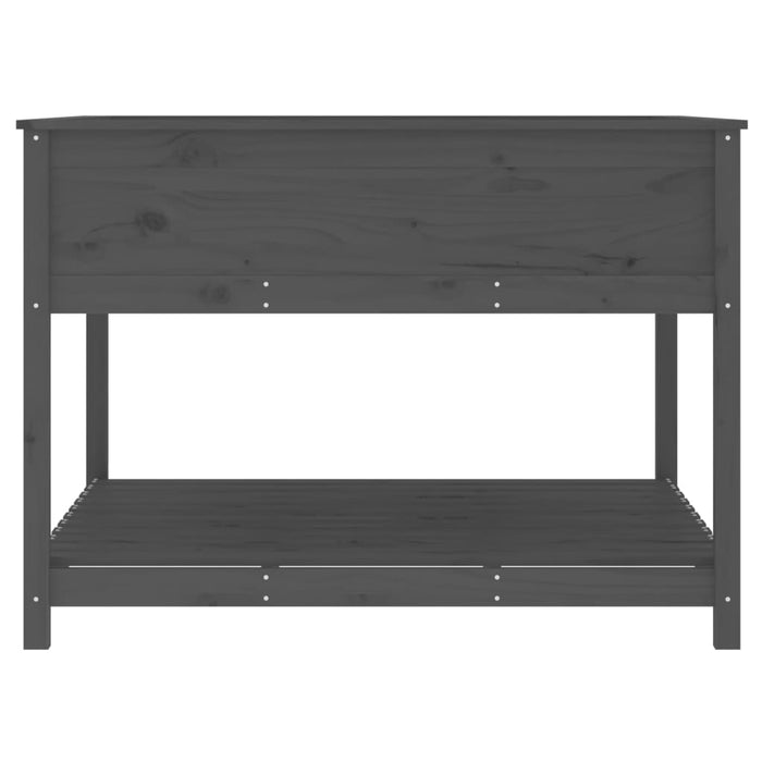 Pflanzkübel mit Ablage Grau 111,5x111,5x81 cm Massivholz Kiefer