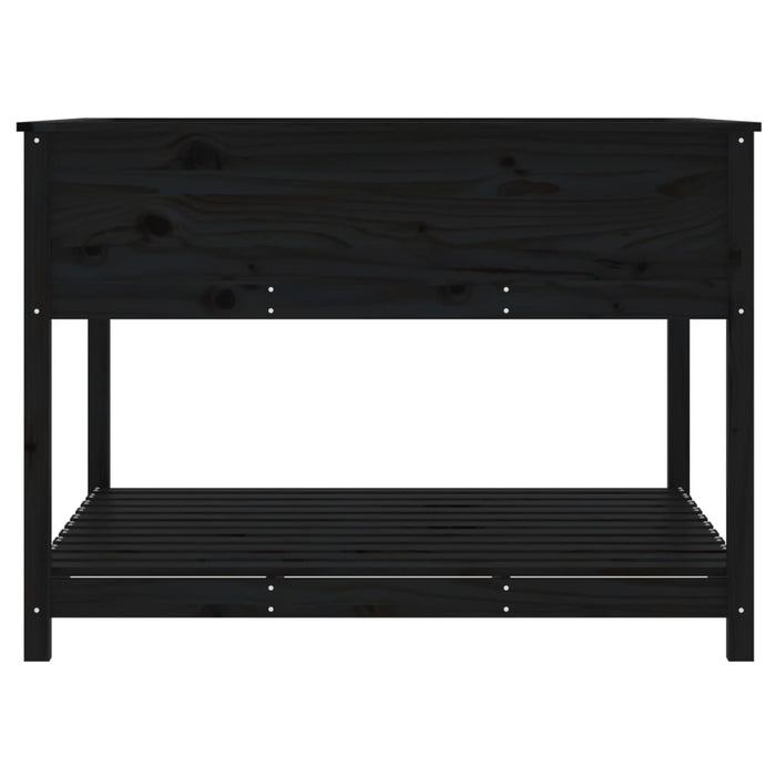 Pflanzkübel mit Ablage Schwarz 111,5x111,5x81 cm Kiefernholz