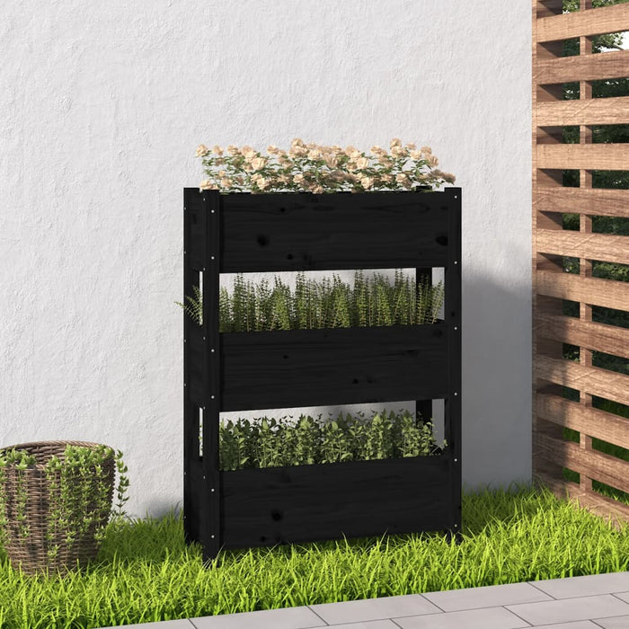 Pflanzkübel Schwarz 77x25x104,5 cm Massivholz Kiefer