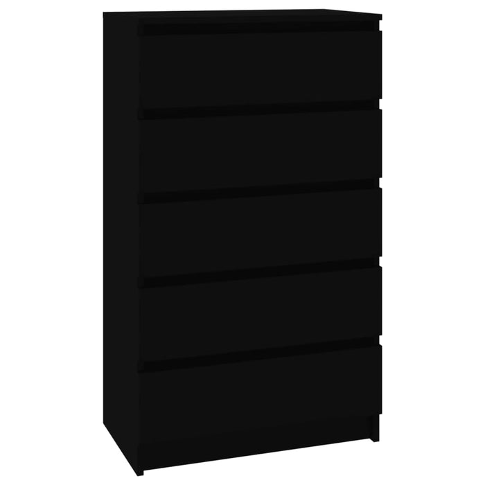 Drawer cabinet black 60x36x103 cm made of wood material
