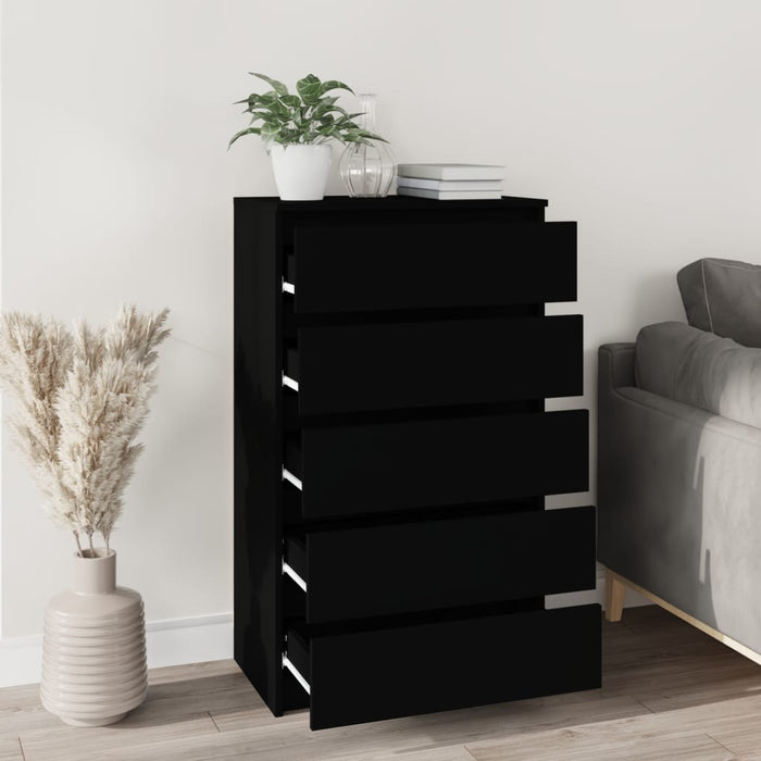 Drawer cabinet black 60x36x103 cm made of wood material