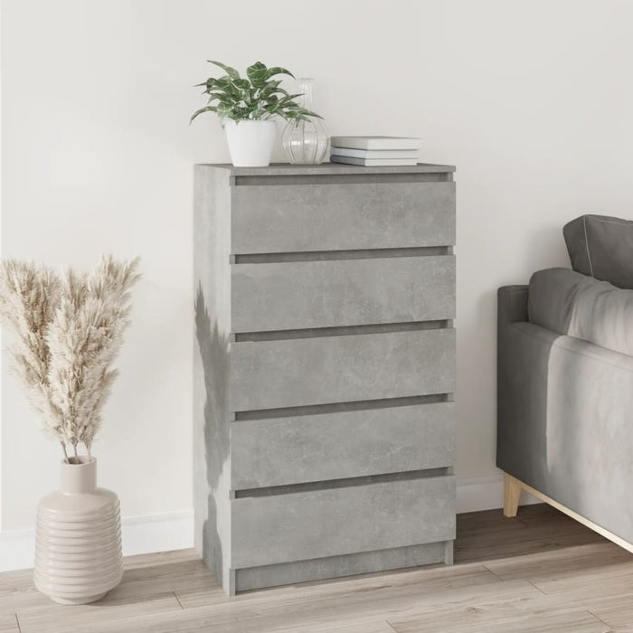 Drawer cabinet concrete gray 60x36x103 cm made of wood material
