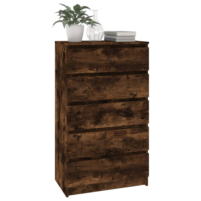 Drawer cabinet smoked oak 60x36x103 cm wood material