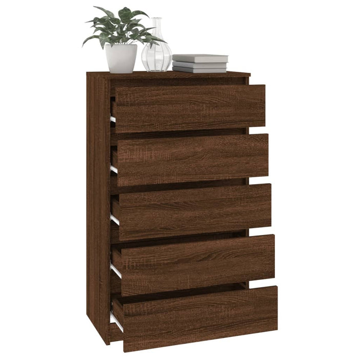Drawer cabinet brown oak look 60x36x103 cm wood material
