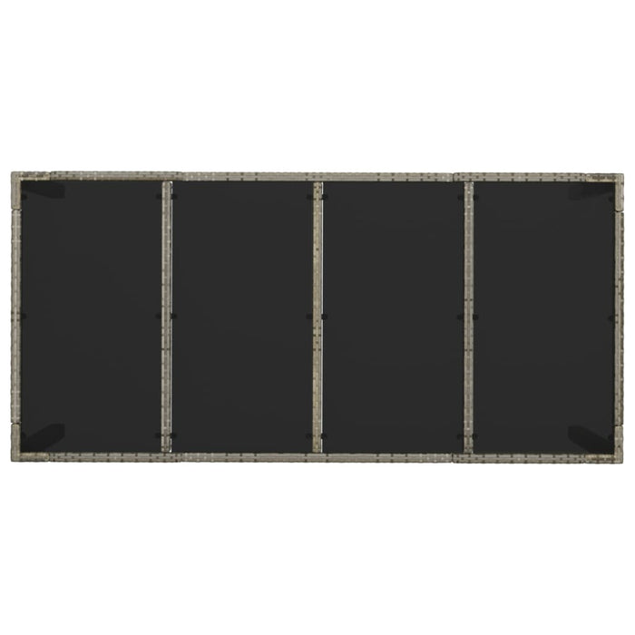 Gartentisch mit Glasplatte Grau 190x90x75 cm Poly Rattan