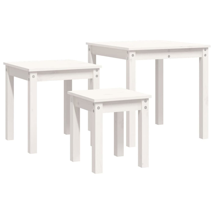 Nesting tables 3 pcs. White solid pine wood