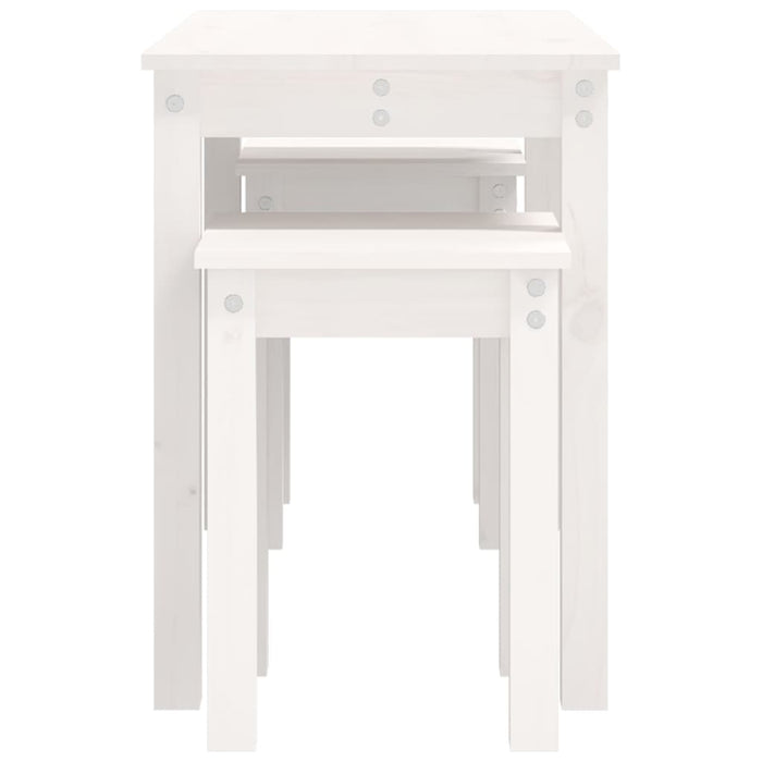 Nesting tables 3 pcs. White solid pine wood