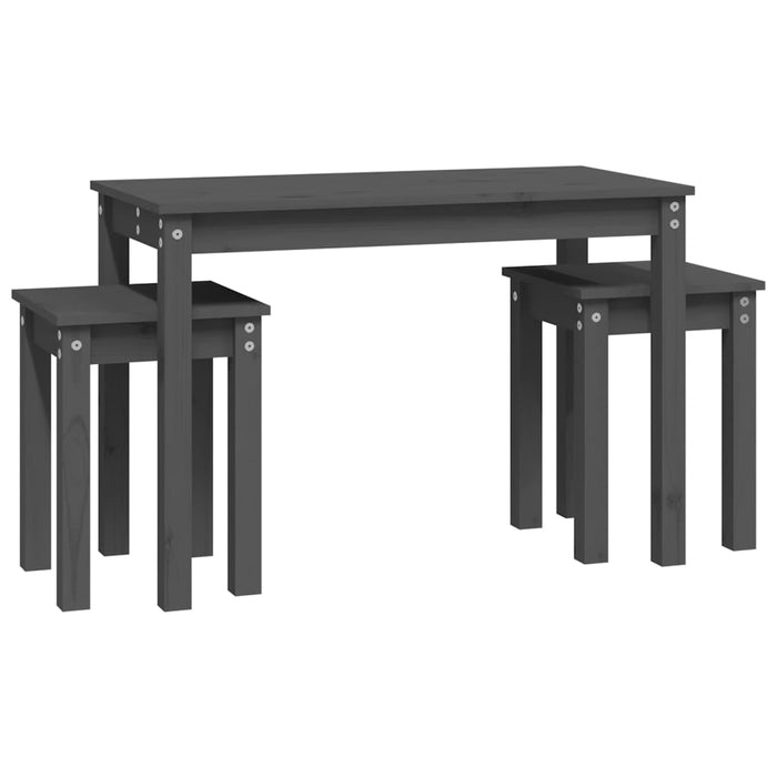 Nesting tables 3 pcs. Gray solid pine wood