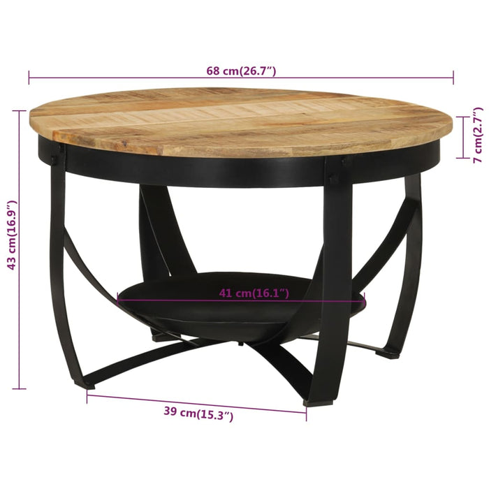 Couchtisch Ø 68 x 43 cm Massivholz Mango und Eisen