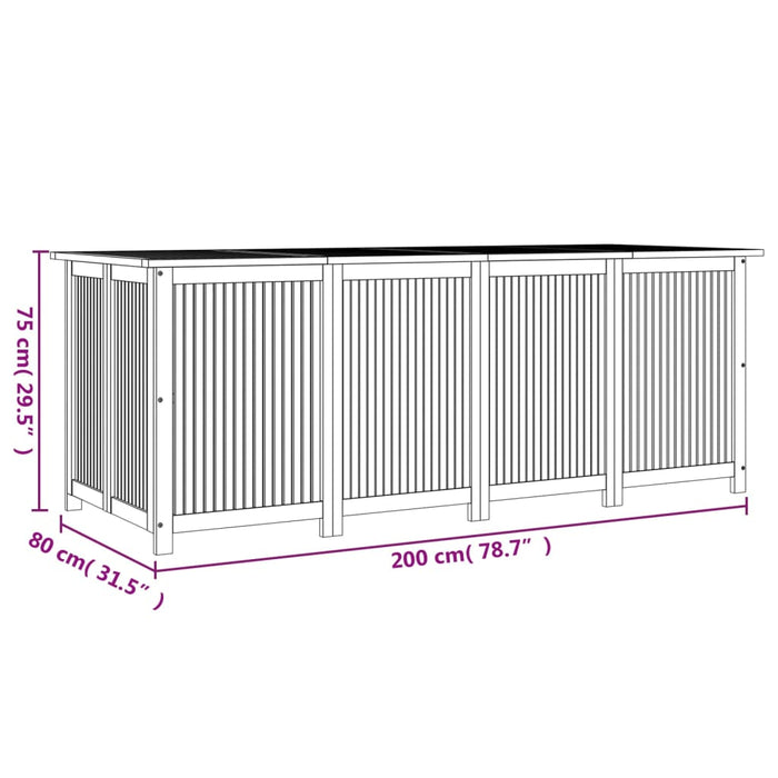 Gartentruhe 200x80x75 cm Massivholz Akazie