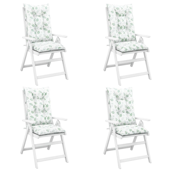 Gartenstuhlauflagen für Hochlehner 4Stk. Blattmuster 120x50x7cm