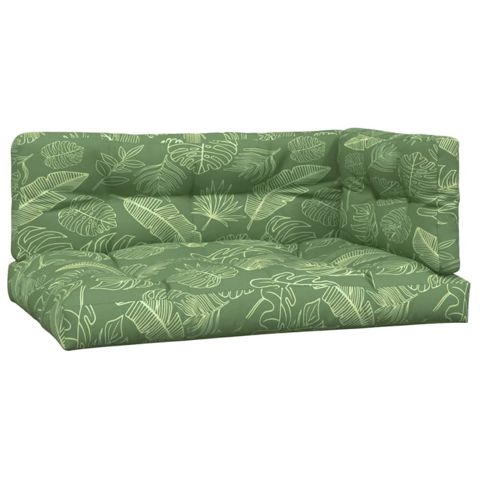 Pallet cushion 3 pcs. Leaf pattern fabric