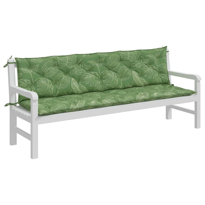 Garden bench cushions 2 pieces. Leaf pattern 200x50x7 cm fabric
