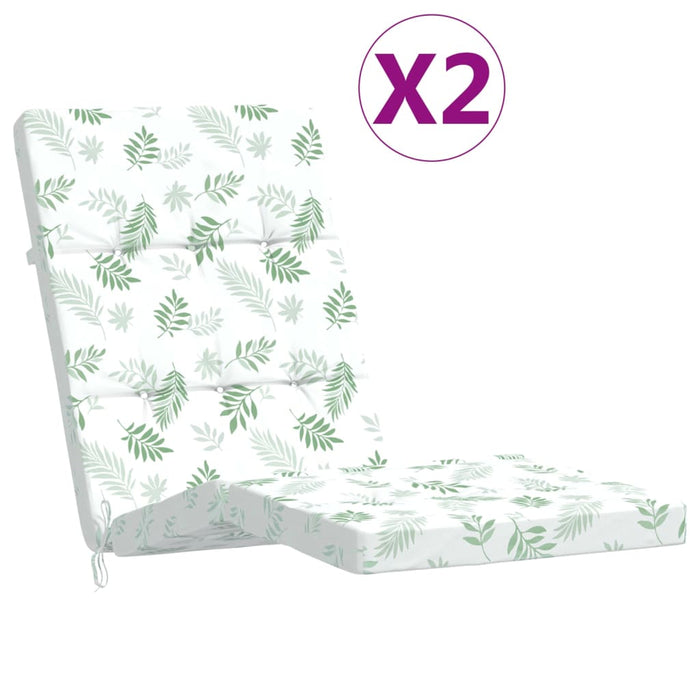 Deck chair cushions 2 pieces. Leaf pattern Oxford fabric