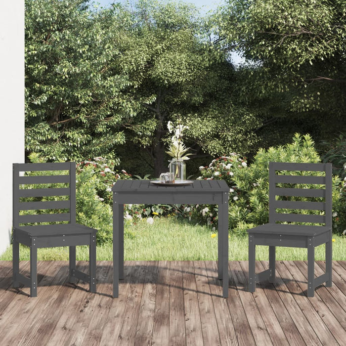 3-tlg. Garten-Bistro-Set Grau Massivholz Kiefer