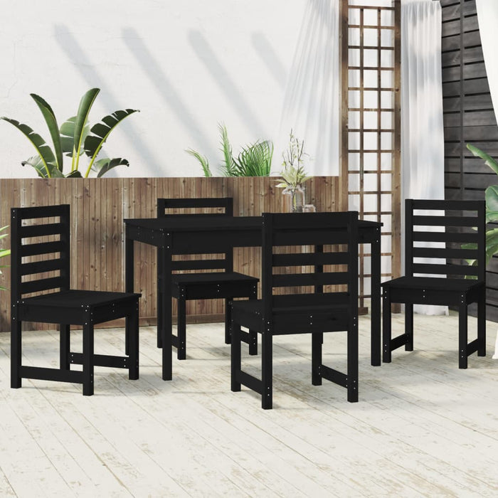 5-tlg. Garten-Essgruppe Schwarz Massivholz Kiefer