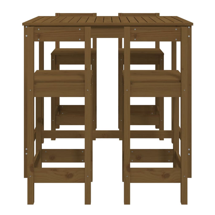 5-tlg. Gartenbar-Set Honigbraun Massivholz Kiefer