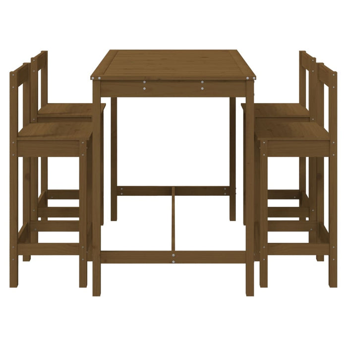 5-tlg. Gartenbar-Set Honigbraun Massivholz Kiefer