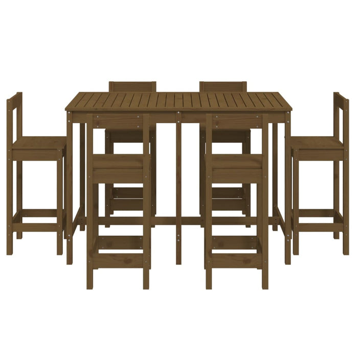 7-tlg. Gartenbar-Set Honigbraun Massivholz Kiefer