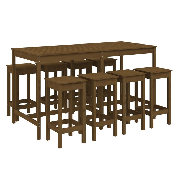 9-tlg. Gartenbar-Set Honigbraun Massivholz Kiefer