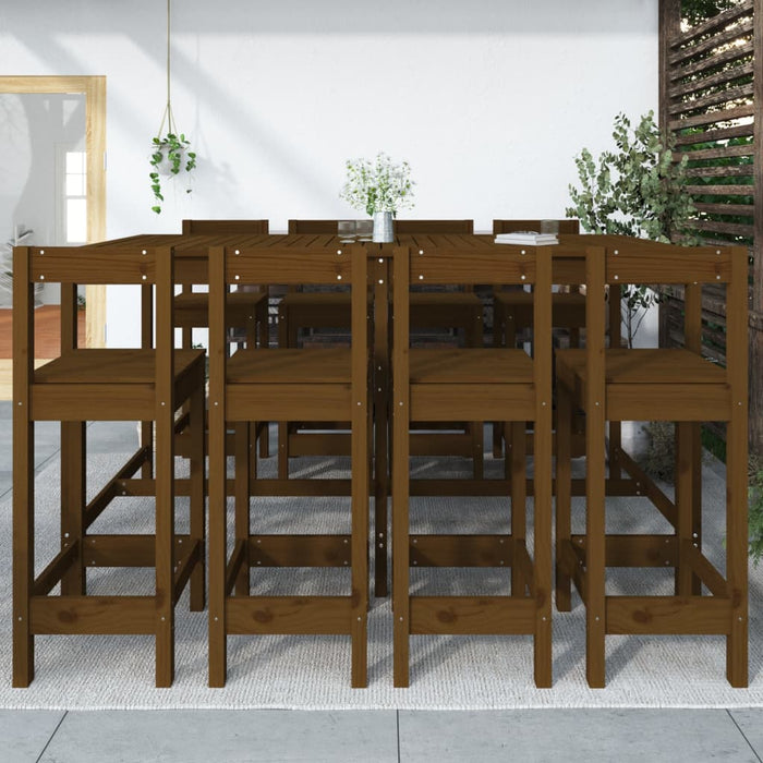 9-tlg. Gartenbar-Set Honigbraun Massivholz Kiefer