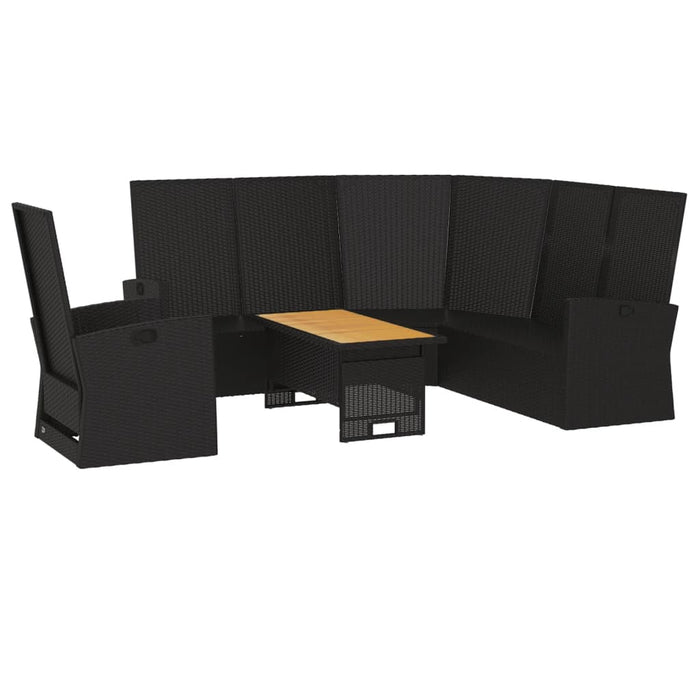 3-tlg. Garten-Lounge-Set mit Kissen Schwarz Poly Rattan