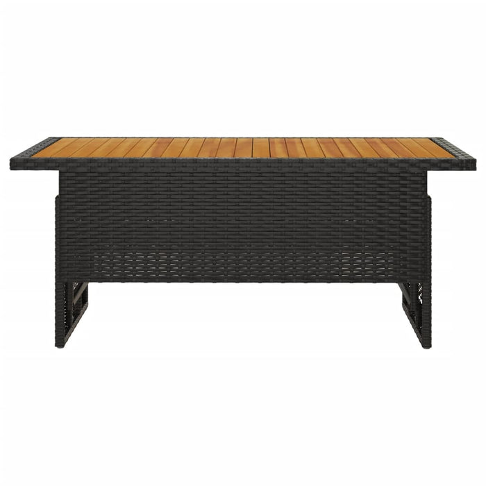 Garden table black 100x50x43/63 cm acacia wood &amp; poly rattan