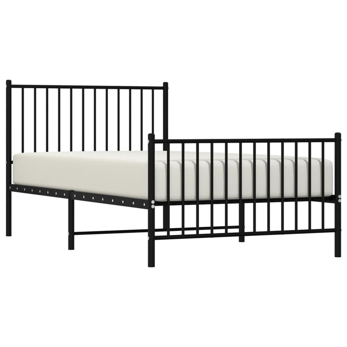 Bettgestell mit Kopf- und Fußteil Metall Schwarz 100x190 cm