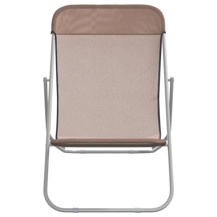 Beach Chairs 2 pcs. Brown Textilene &amp; Powder Coated Steel