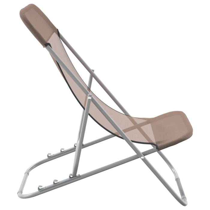 Beach Chairs 2 pcs. Brown Textilene &amp; Powder Coated Steel
