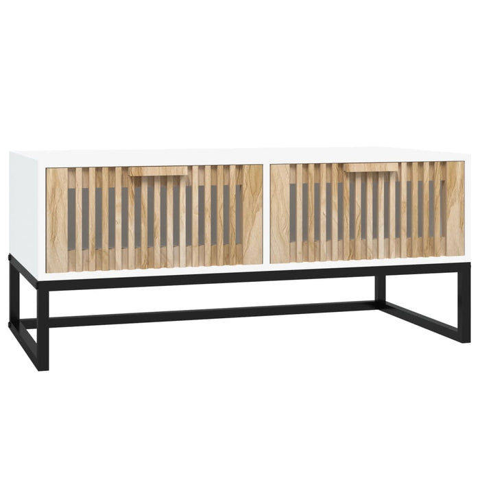 Couchtisch Weiß 80x40x35 cm Holzwerkstoff und Eisen