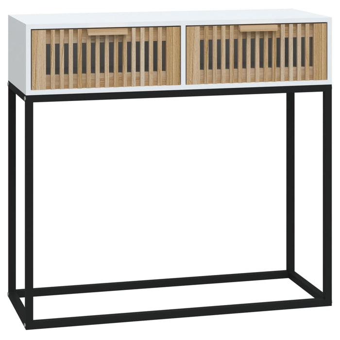 Console table white 80x30x75 cm made of wood and iron