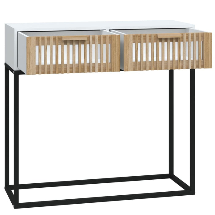 Console table white 80x30x75 cm made of wood and iron