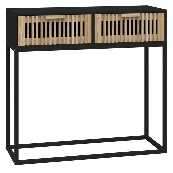 Console table black 80x30x75 cm made of wood and iron