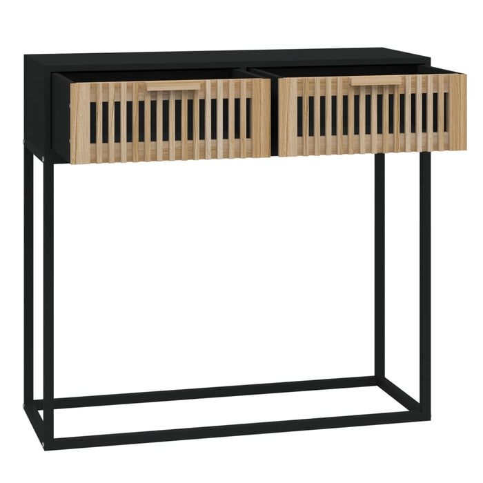 Console table black 80x30x75 cm made of wood and iron