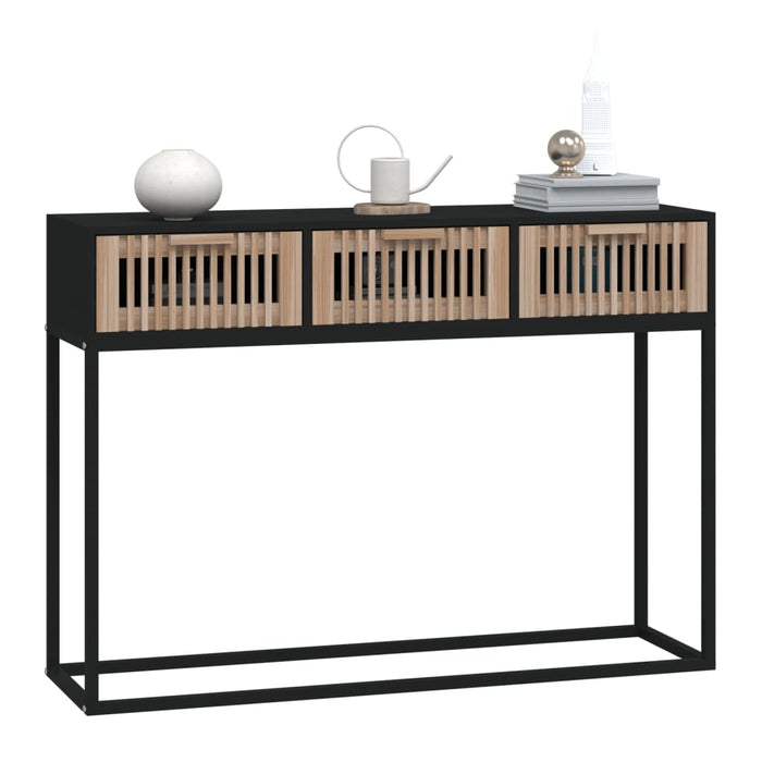 Console table black 105x30x75 cm made of wood and iron