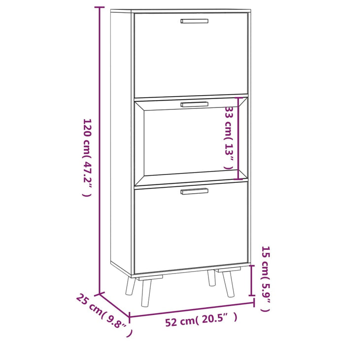 Schuhschrank Weiß 52x25x120 cm Holzwerkstoff
