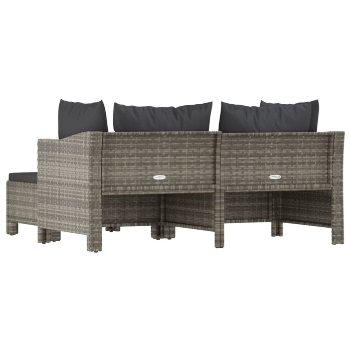 3-tlg. Garten-Lounge-Set mit Kissen Grau Poly Rattan