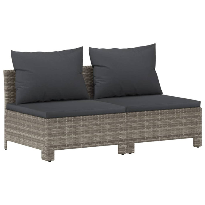 Gartensofa 2-Sitzer mit Kissen Grau Poly Rattan